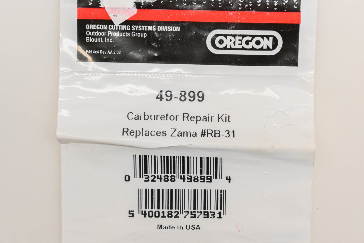 Oregon 49-899, RB-31 Carburetor Repair Kit NOS