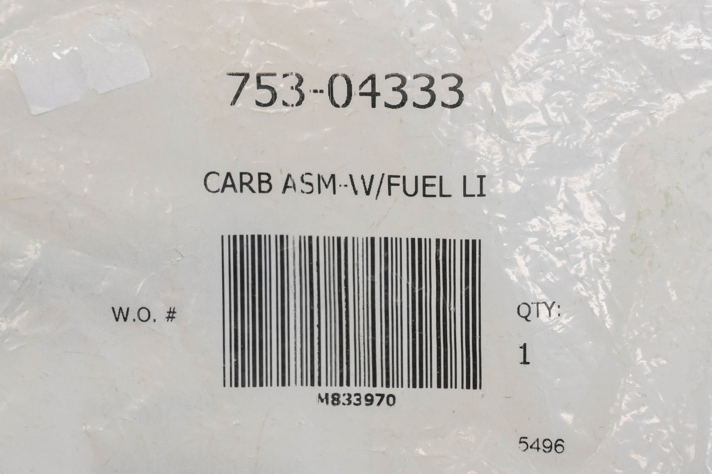 MTD 753-04333 Carburetor Kit NOS