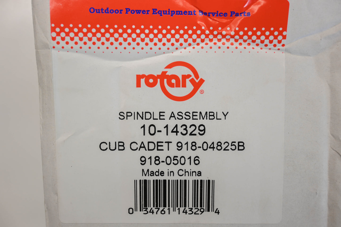 Rotary 10-14329, 918-04825B, 918-05016 Spindle Assembly NOS