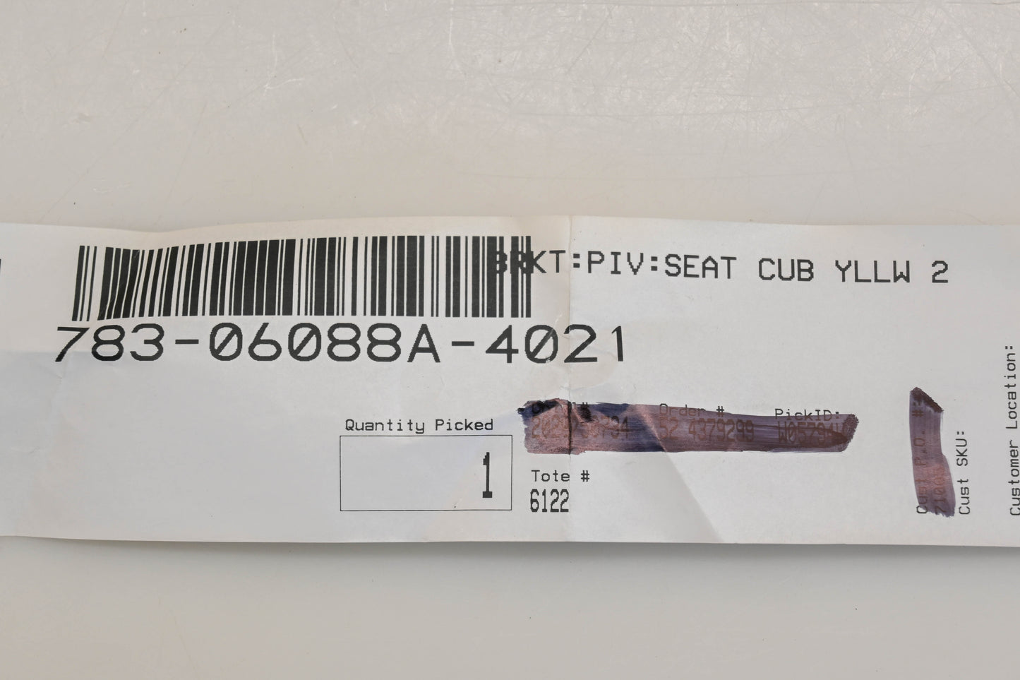 MTD 783-06088A-4021 Seat Bracket NOS