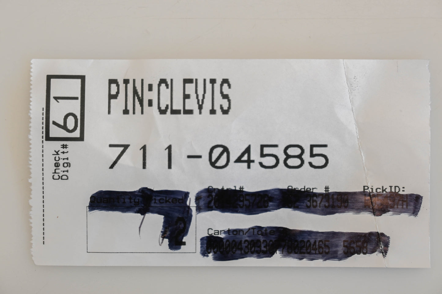 MTD 711-04585 1/4" x 1" Clevis Pin NOS