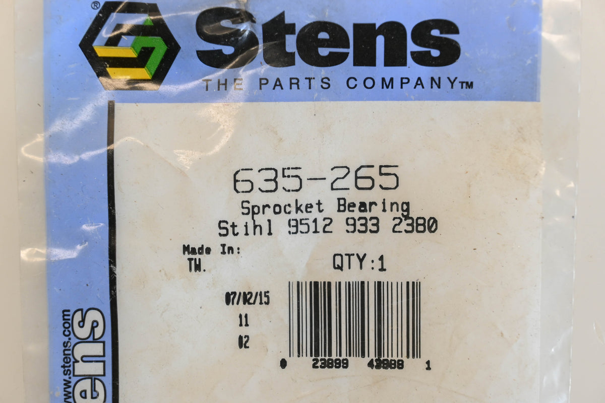 Stens 635-265, 9512 933 2380 Sprocket Bearing NOS