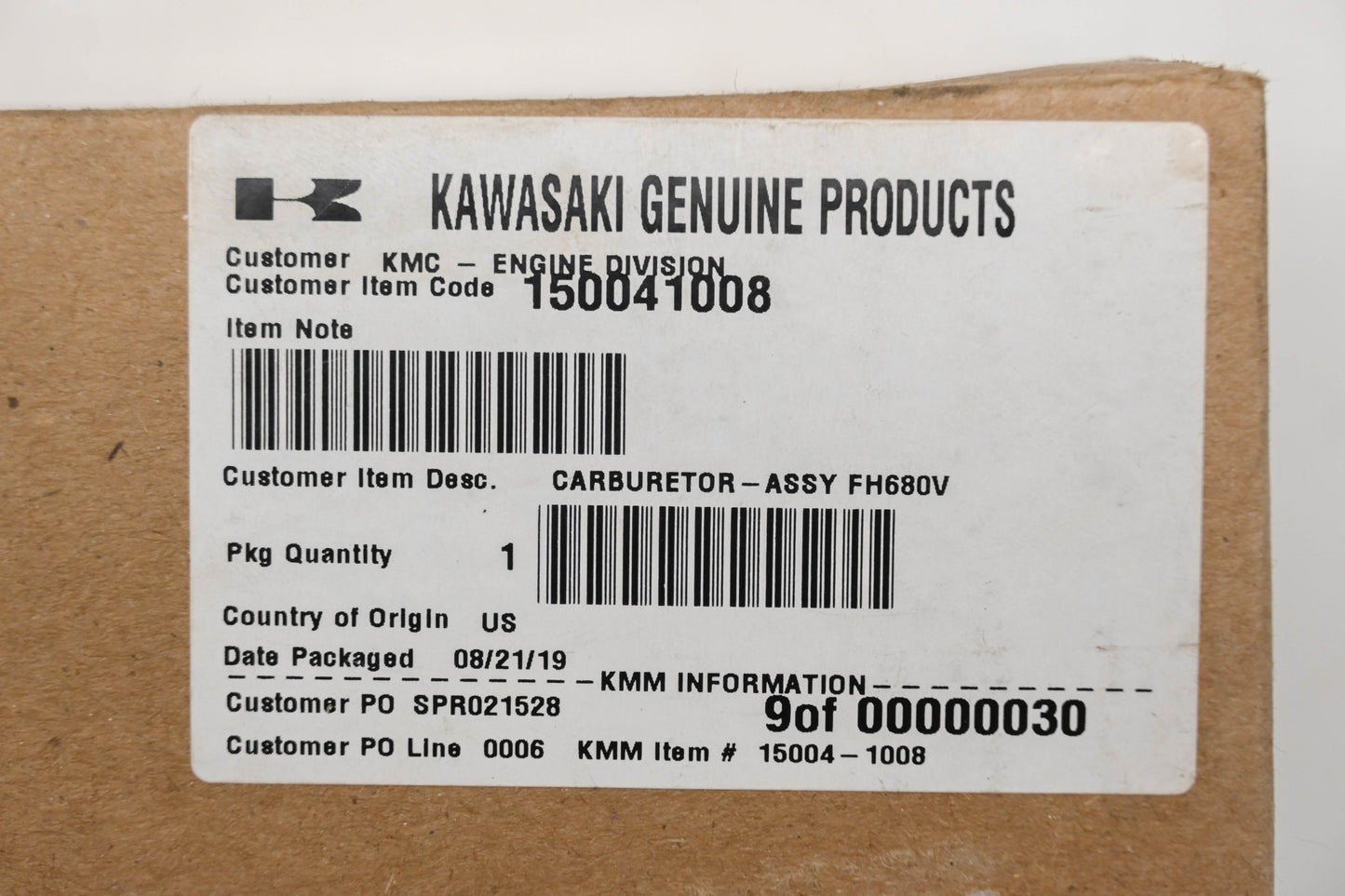 New OEM Kawasaki 15004-1008 Carburetor Assembly NOS