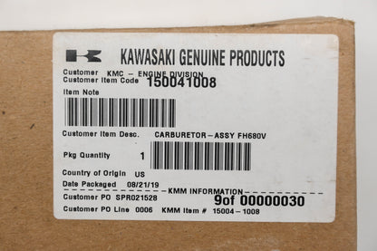 New OEM Kawasaki 15004-1008 Carburetor Assembly NOS