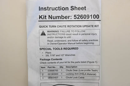 Ariens 52609100 Quick Turn Chute Rotation Update Kit NOS