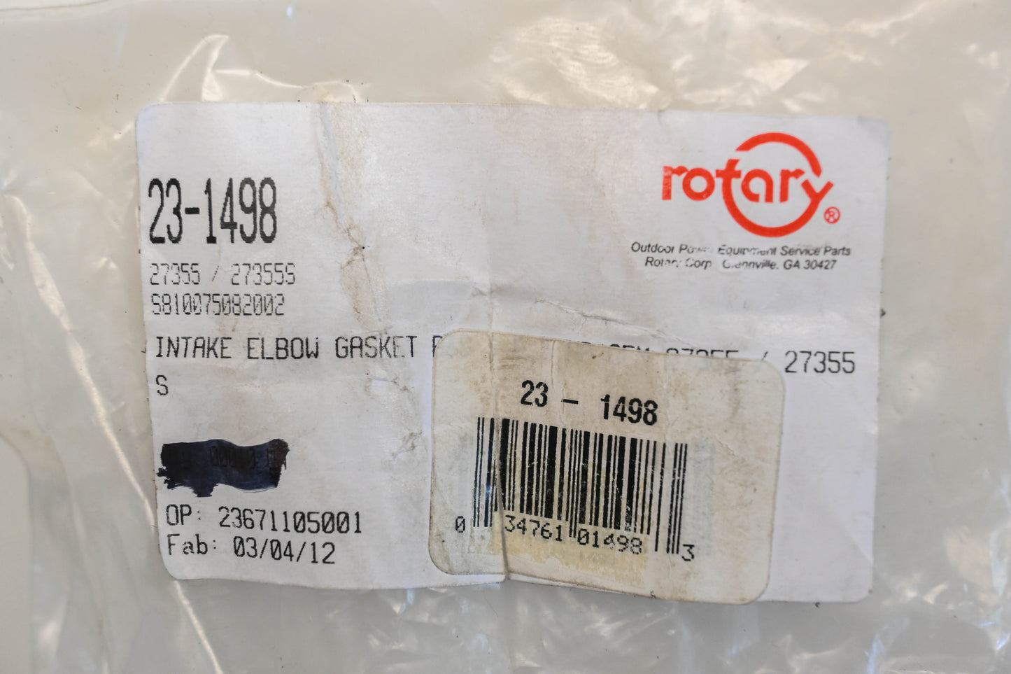 Rotary 23-1498, 27355S, 27355 Intake Elbow Gaskets Qty 4 NOS