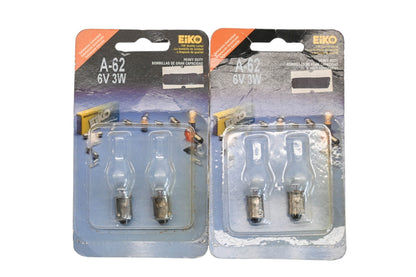 Eiko A-62, A-62-BP 6V-3W Heavy Duty Light Bulbs Qty 4 NOS