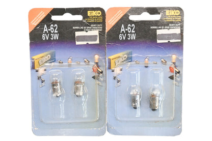 Eiko A-62, A-62-BP 6V-3W Heavy Duty Light Bulbs Qty 4 NOS