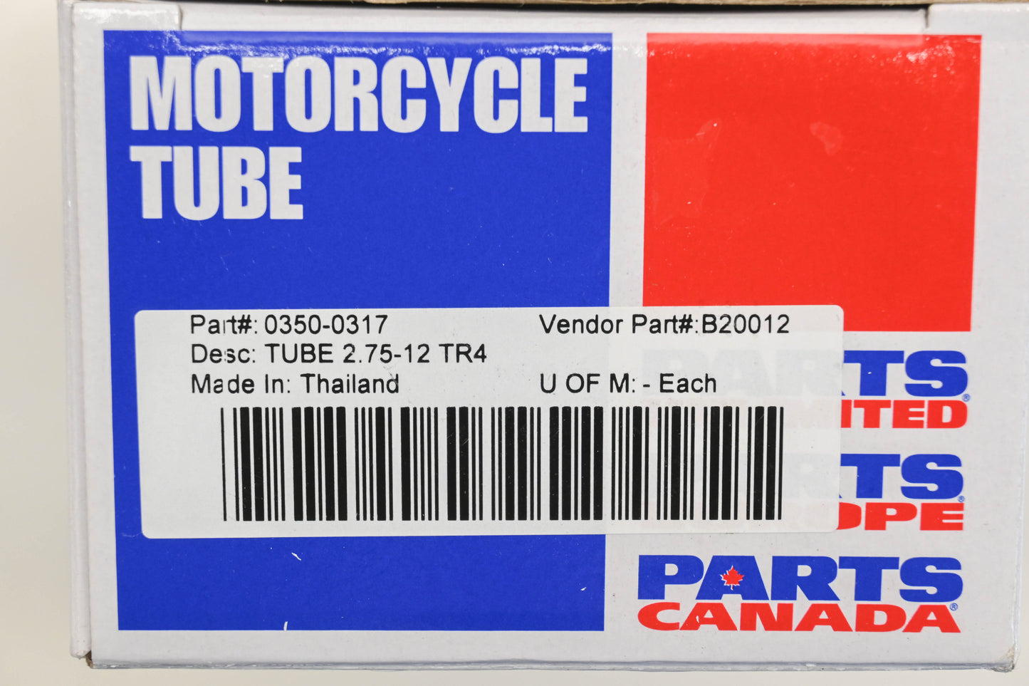 Parts Unlimited 0350-0317 2.75-12 TR4 Tube NOS