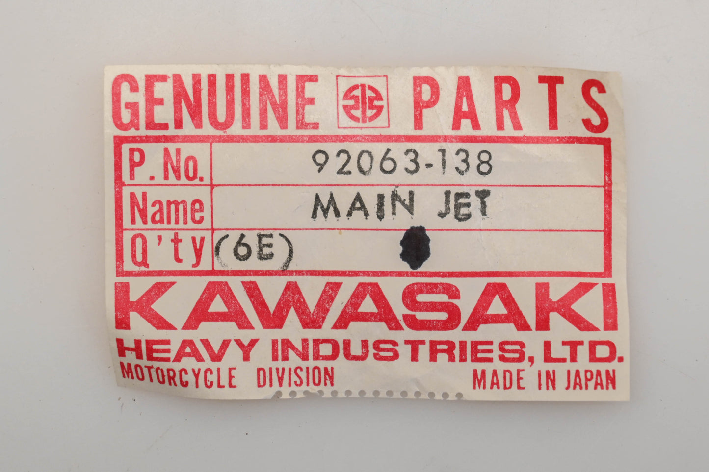 New OEM Kawasaki 92063-138 #140 Main Jets Qty 2 NOS