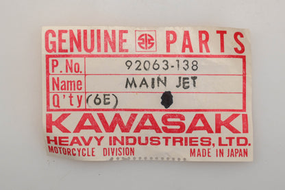 New OEM Kawasaki 92063-138 #140 Main Jets Qty 2 NOS