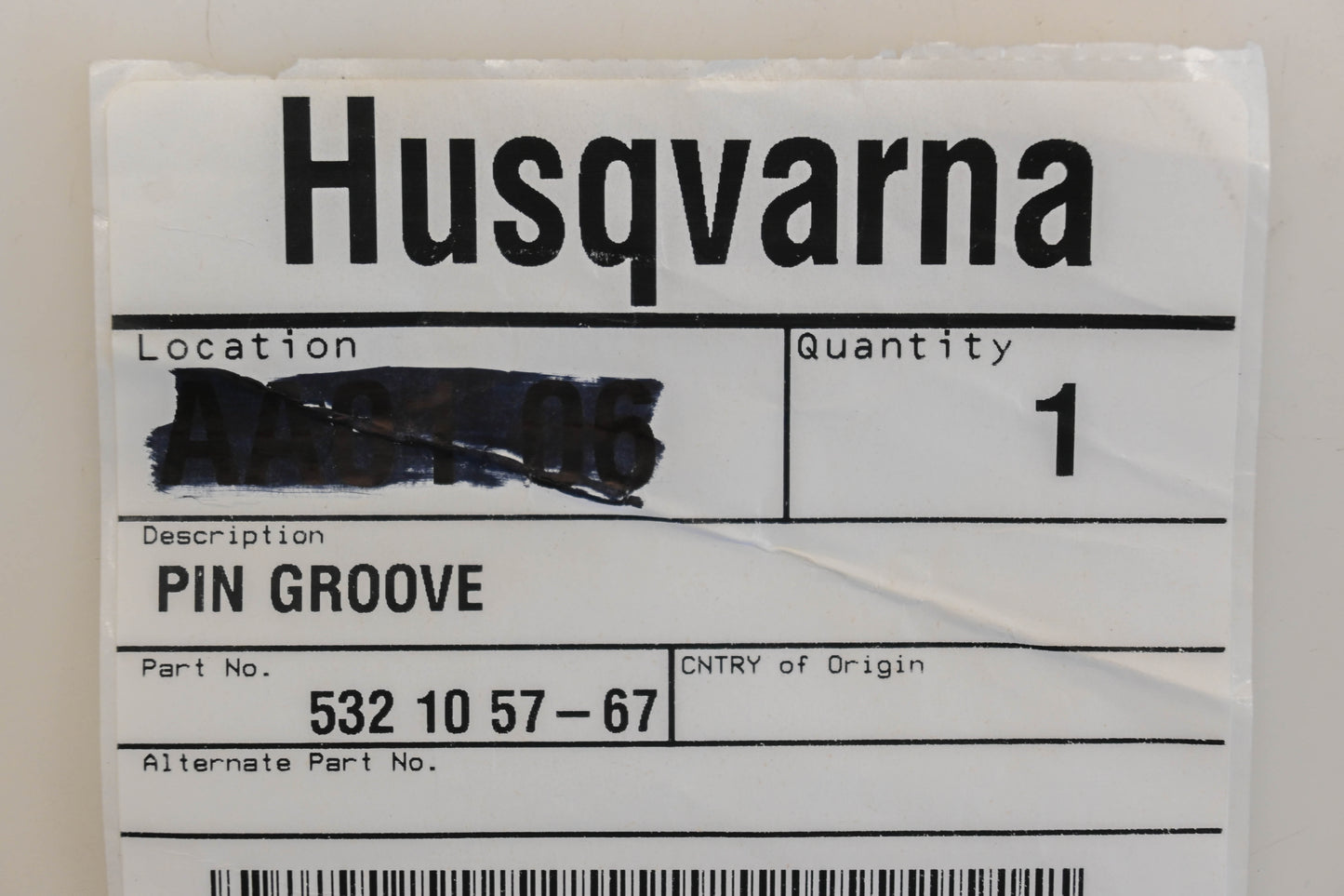 New OEM Husqvarna 532 10 57-67, 532105767 5/16" x 1-1/2" Groove Pin NOS
