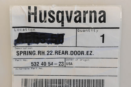 New OEM Husqvarna 532 40 54-23, 532405423 Torsion Spring NOS