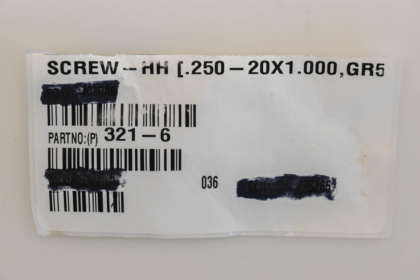 Toro 321-6 1/4"-20 x 1" Hex Head Screw NOS