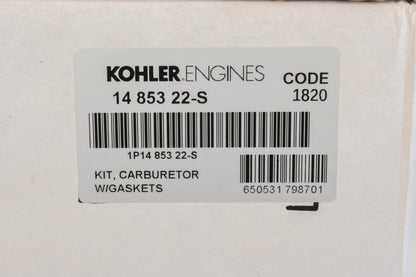 Kohler 14 853 22-S Carburetor Kit NOS