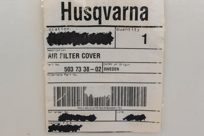 New OEM Husqvarna 503 73 38-02, 503733802 Air Filter Cover NOS