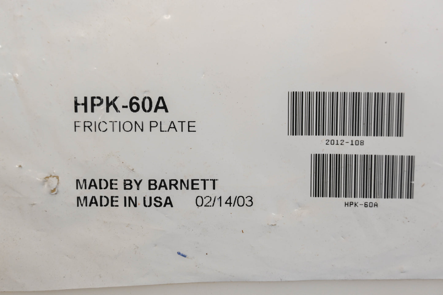 Barnett HPK-60A Friction Plate NOS