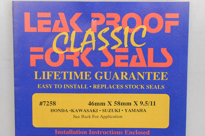 Leak Proof Seals 7258 46 x 58 x 9.5/11mm Fork Seal Kit NOS
