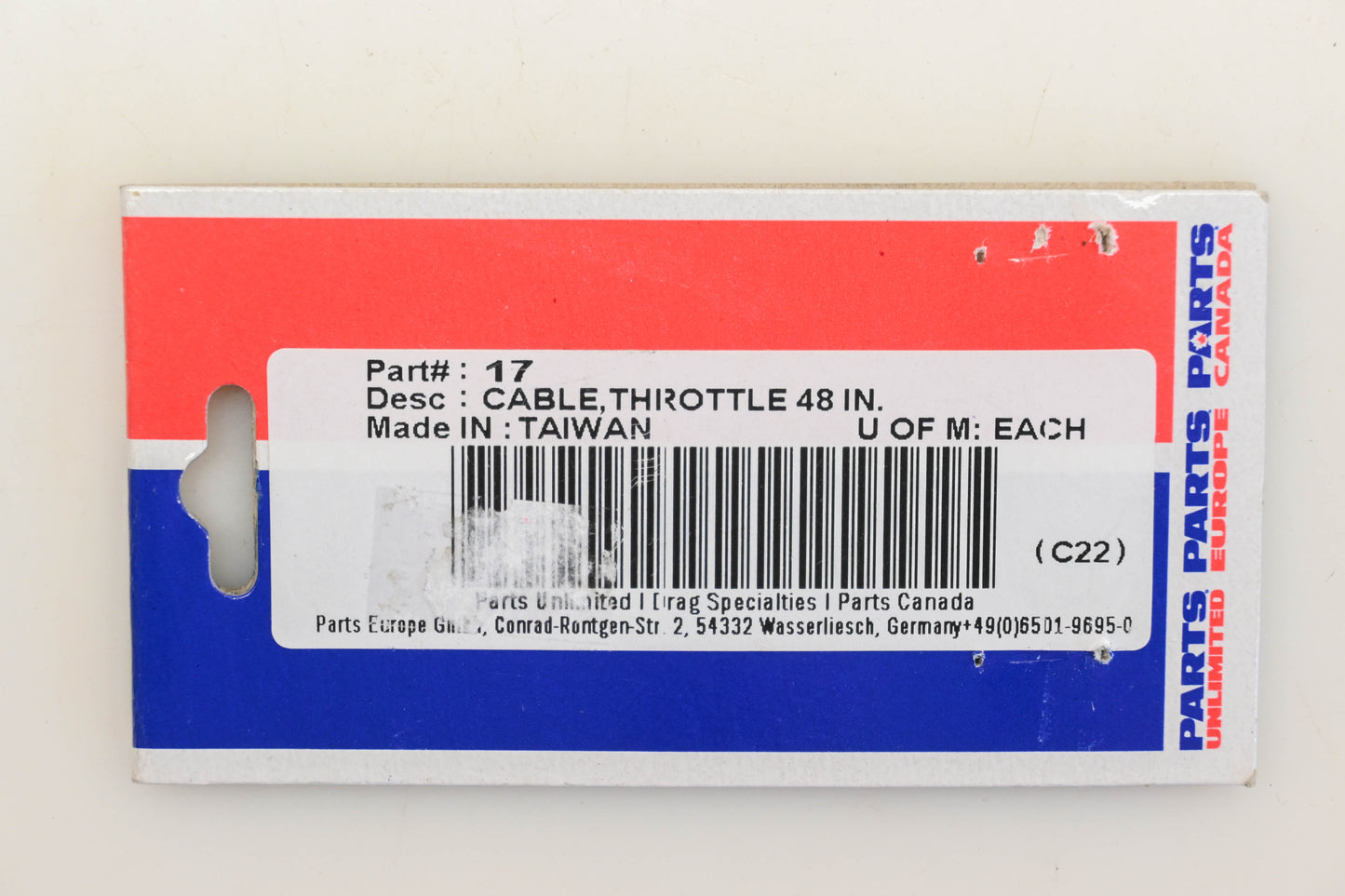 Parts Unlimited 17 48" Throttle Cable NOS