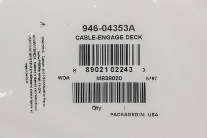 MTD 946-04353A Deck Engagement Cable NOS