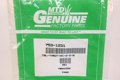 MTD 753-1231 Throttle Cable NOS