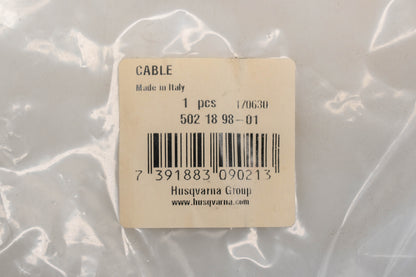 New OEM Husqvarna 502 18 98-01, 502189801 Throttle Cable NOS