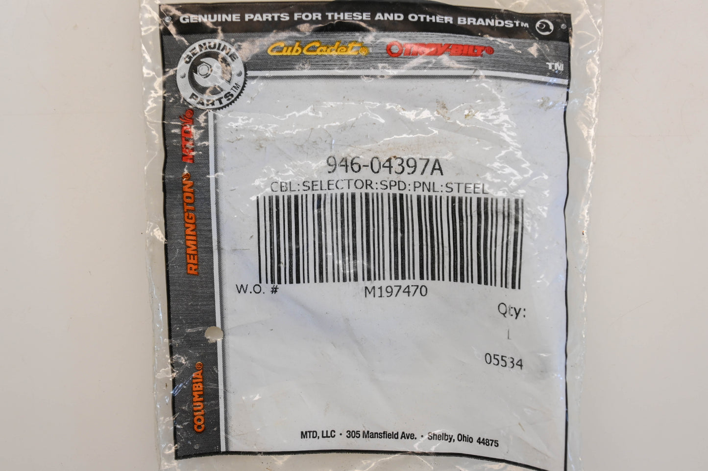 MTD 746-04397A Speed Selector Cable NOS