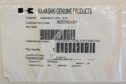 New OEM Kawasaki 92039-0751 Black Plastic Rivet NOS