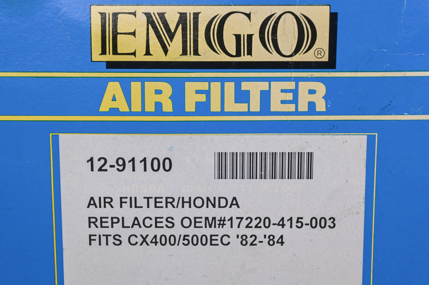 Emgo 12-91100, 17220-415-003 Air Filter NOS