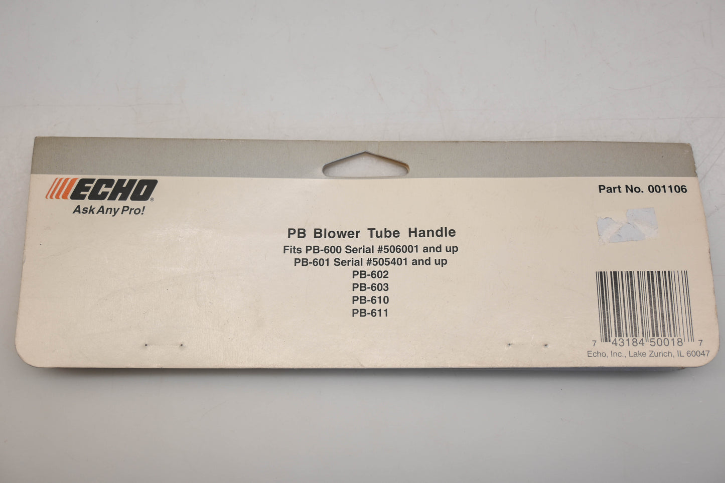 New OEM Echo 001106 Blower Tube Handle Assembly NOS