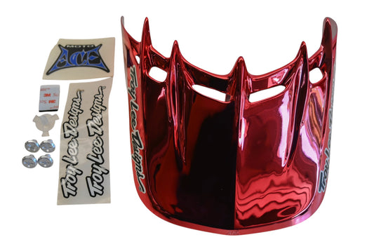 Troy Lee Designs 0670-0413, 06700413 Red Chrome Universal Moto Ace Visor Kit NOS