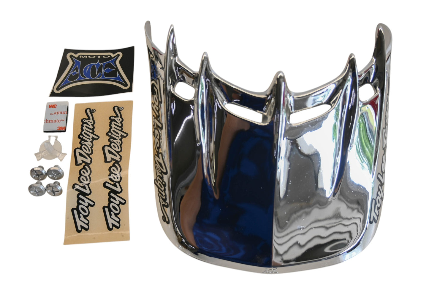 Troy Lee Designs 0670-1300, 06701300 Chrome Universal Moto Ace Visor Kit NOS