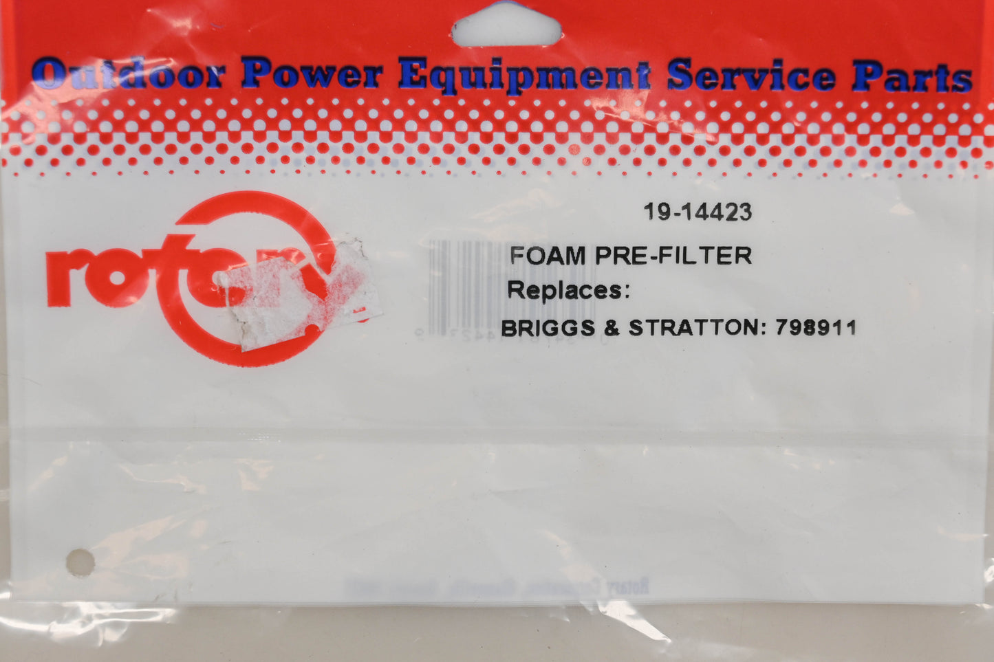 Rotary 19-14423, 798911 Foam Pre-Filter NOS