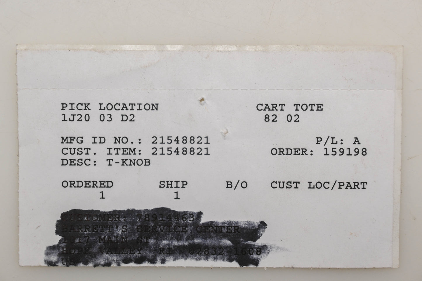 Ariens 21548821 T-Knob NOS