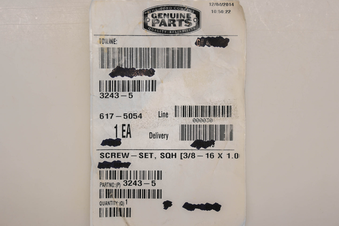 Toro 3243-5 3/8"-16 x 1" Set Screw NOS