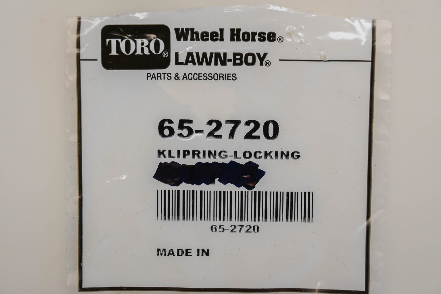 Toro 65-2720 Locking Ring Clips Qty 3 NOS