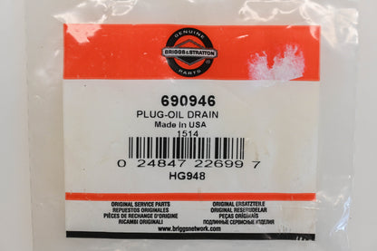 New OEM Briggs & Stratton 690946 Oil Drain Plugs Qty 2 NOS