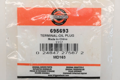 New OEM Briggs & Stratton 695693 Oil Plug Terminal NOS