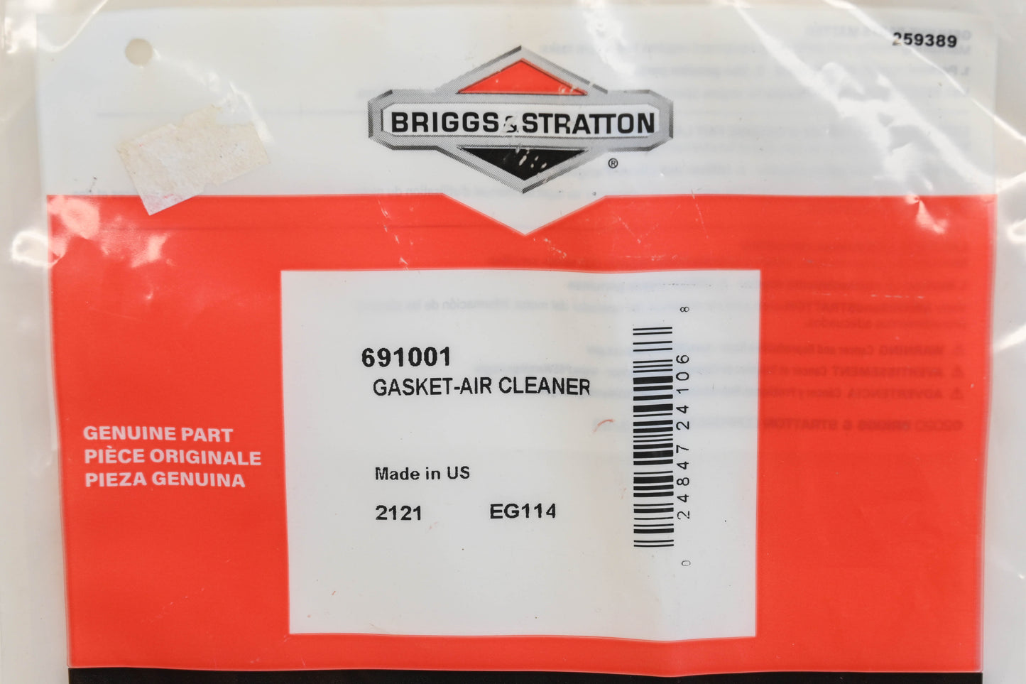 New OEM Briggs & Stratton 691001 Air Cleaner Gaskets Qty 2 NOS