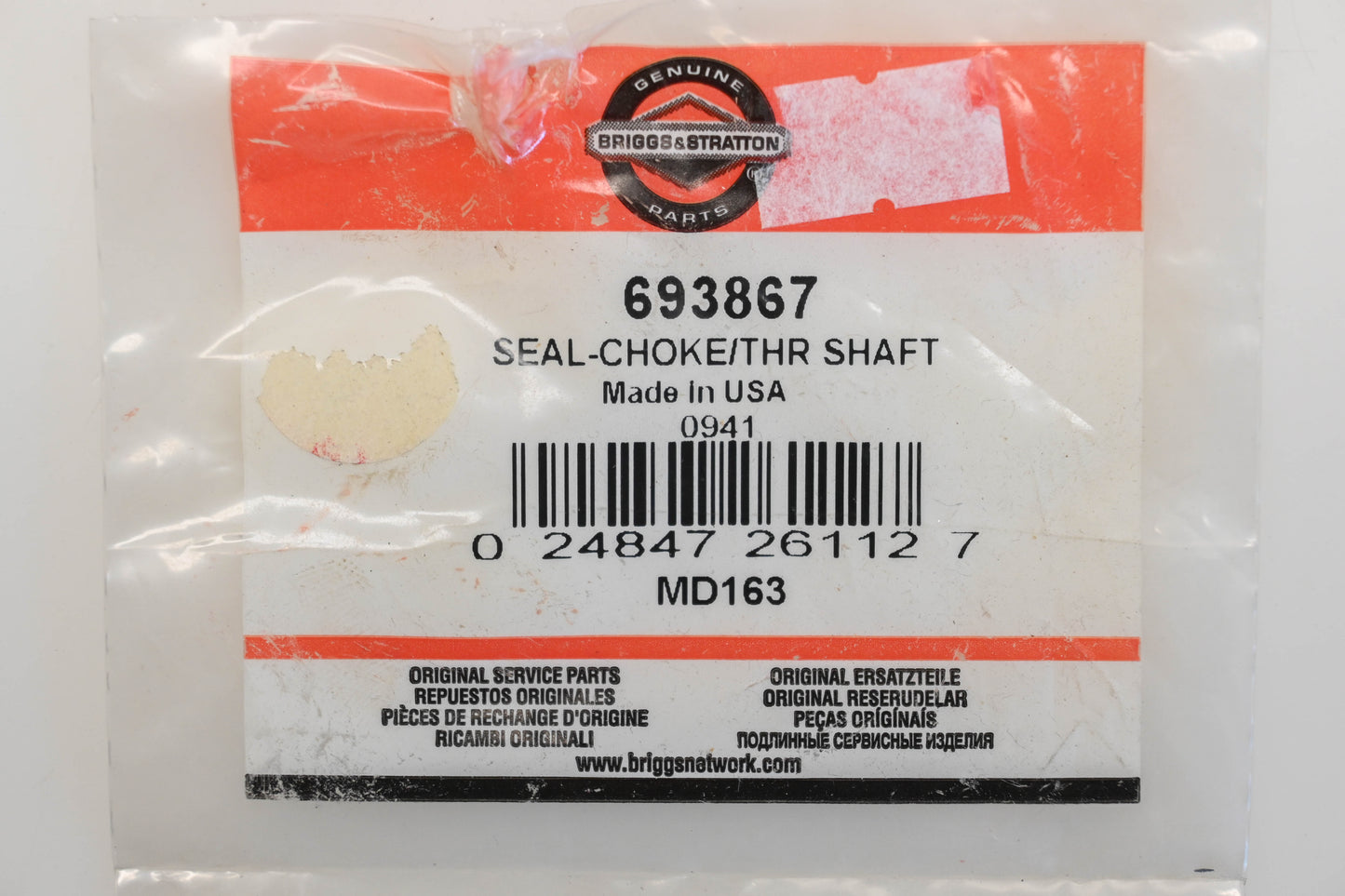 New OEM Briggs & Stratton 693867 Choke/Throttle Shaft Seal NOS