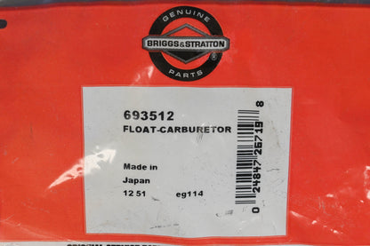New OEM Briggs & Stratton 693512 Carburetor Float NOS