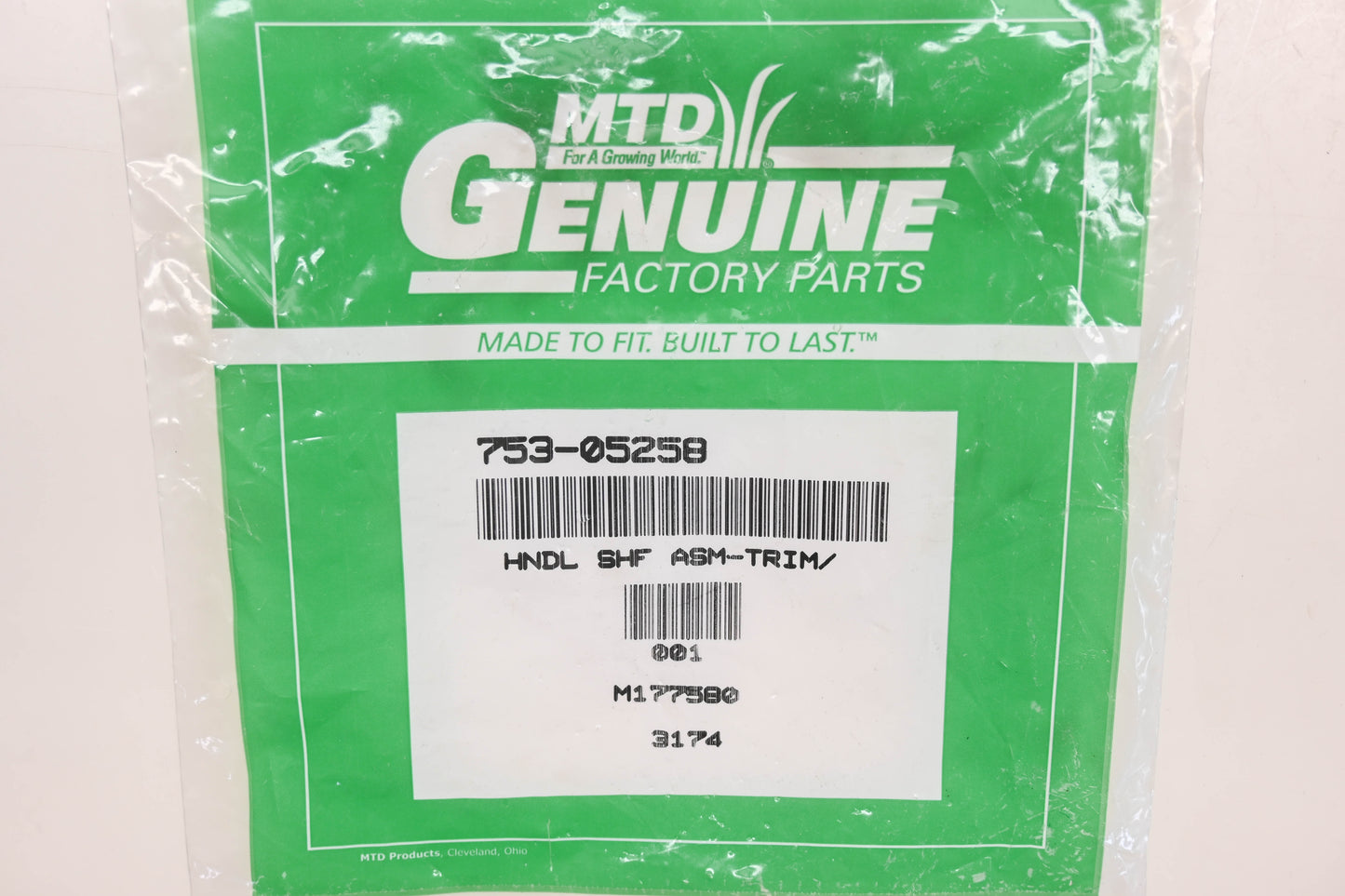 MTD 753-05258 Shaft Handle Kit NOS