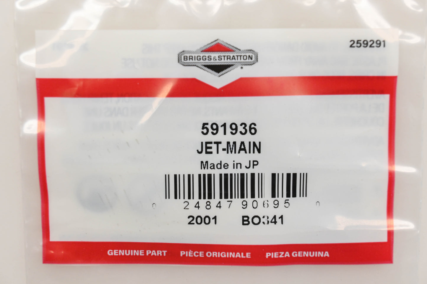 New OEM Briggs & Stratton 591936 Main Jet NOS