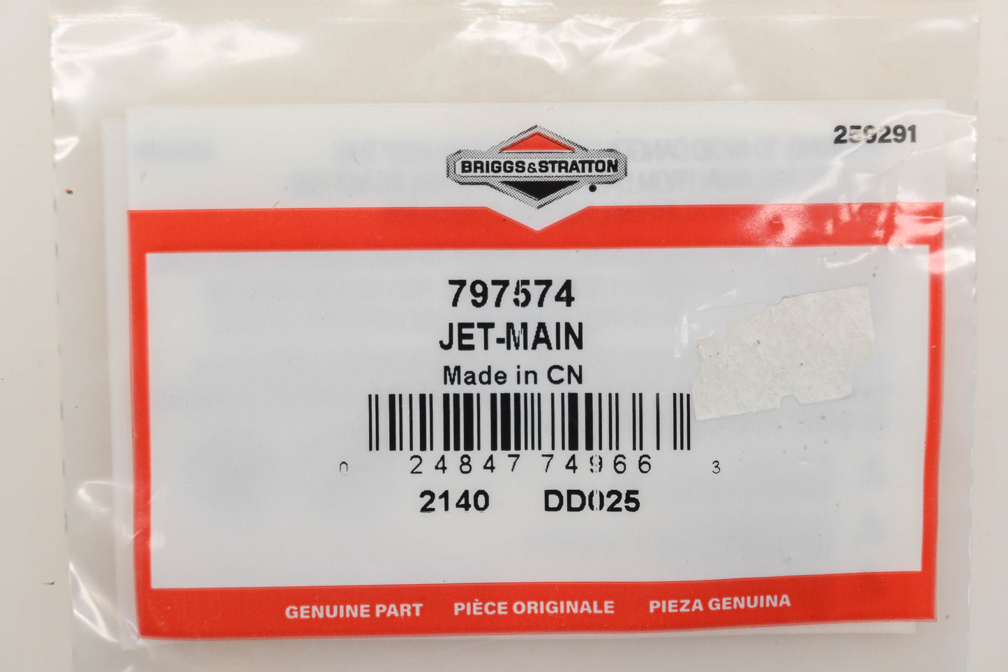 New OEM Briggs & Stratton 797574 Main Jet NOS