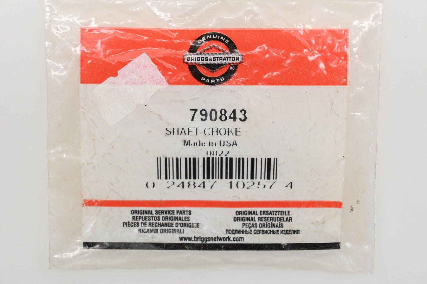 New OEM Briggs & Stratton 790843 Choke Shaft Assembly NOS