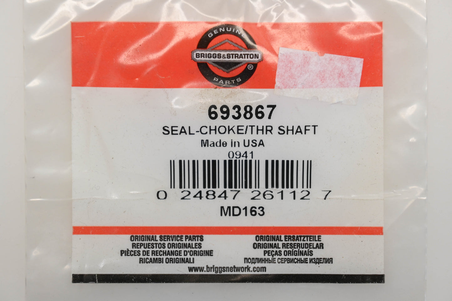 New OEM Briggs & Stratton 693867 Choke/Throttle Shaft Seal NOS