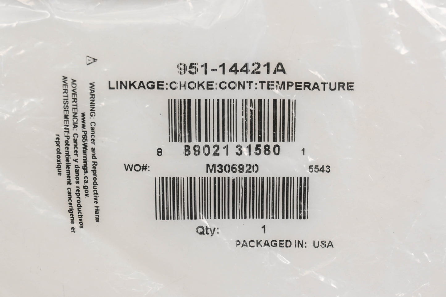 MTD 951-14421A Choke Linkage NOS