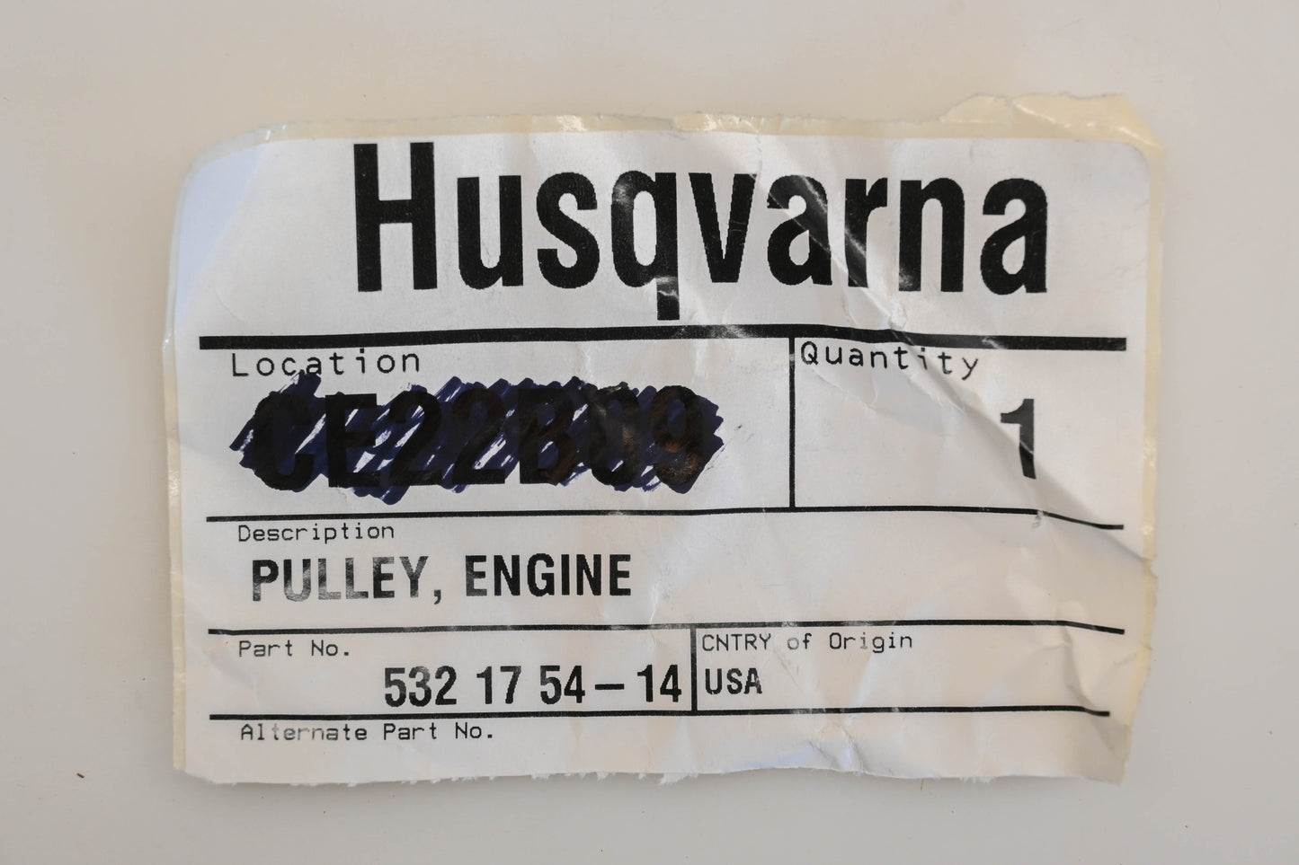 New OEM Husqvarna 532 17 54-14, 532175414 Engine Pulley NOS