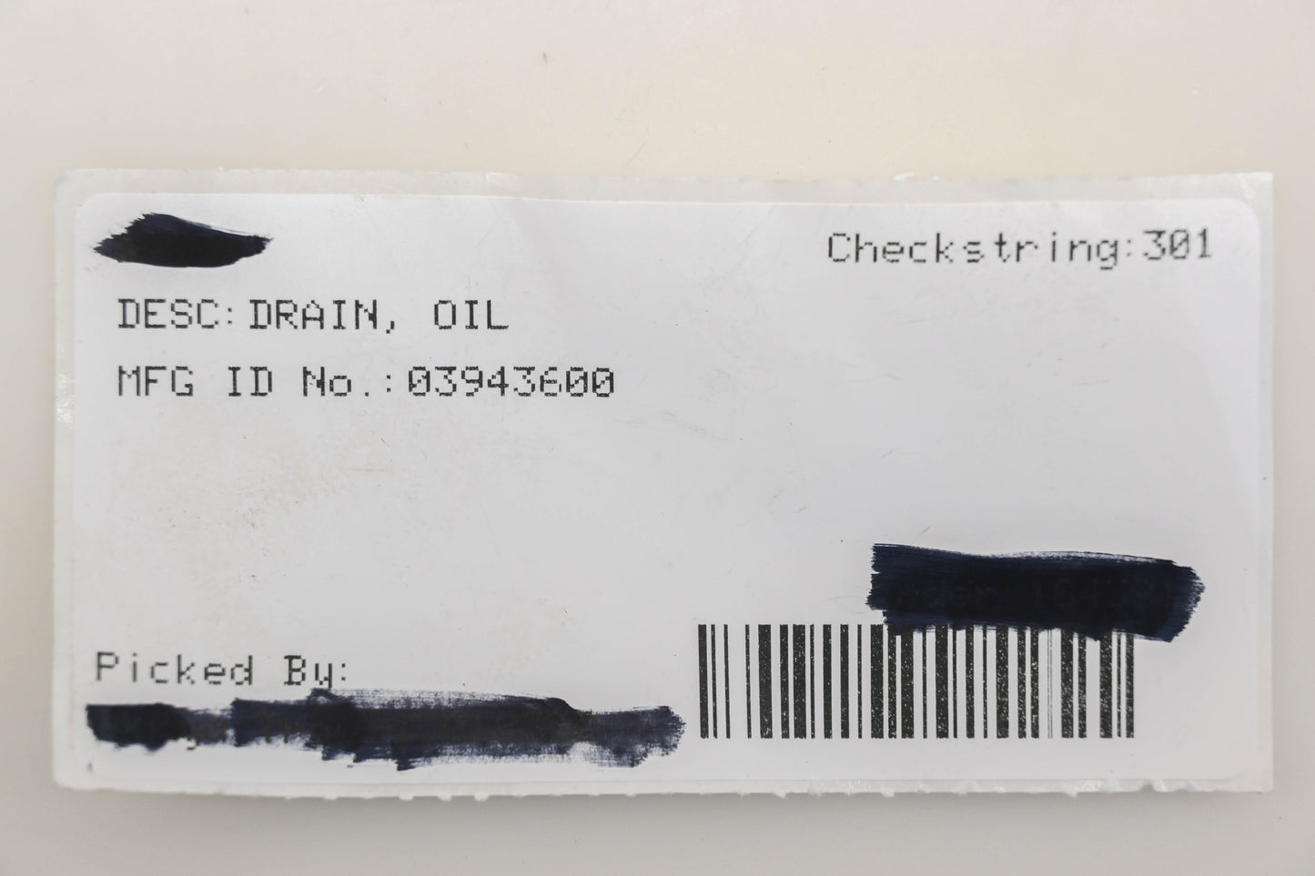 Ariens 03943600 Oil Drain NOS