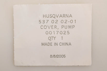 New OEM Husqvarna 537 02 02-01, 537020201 Pump Cover NOS